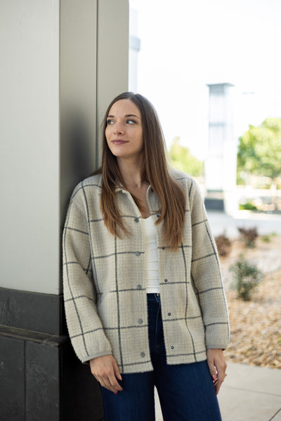 Cream plaid shacket