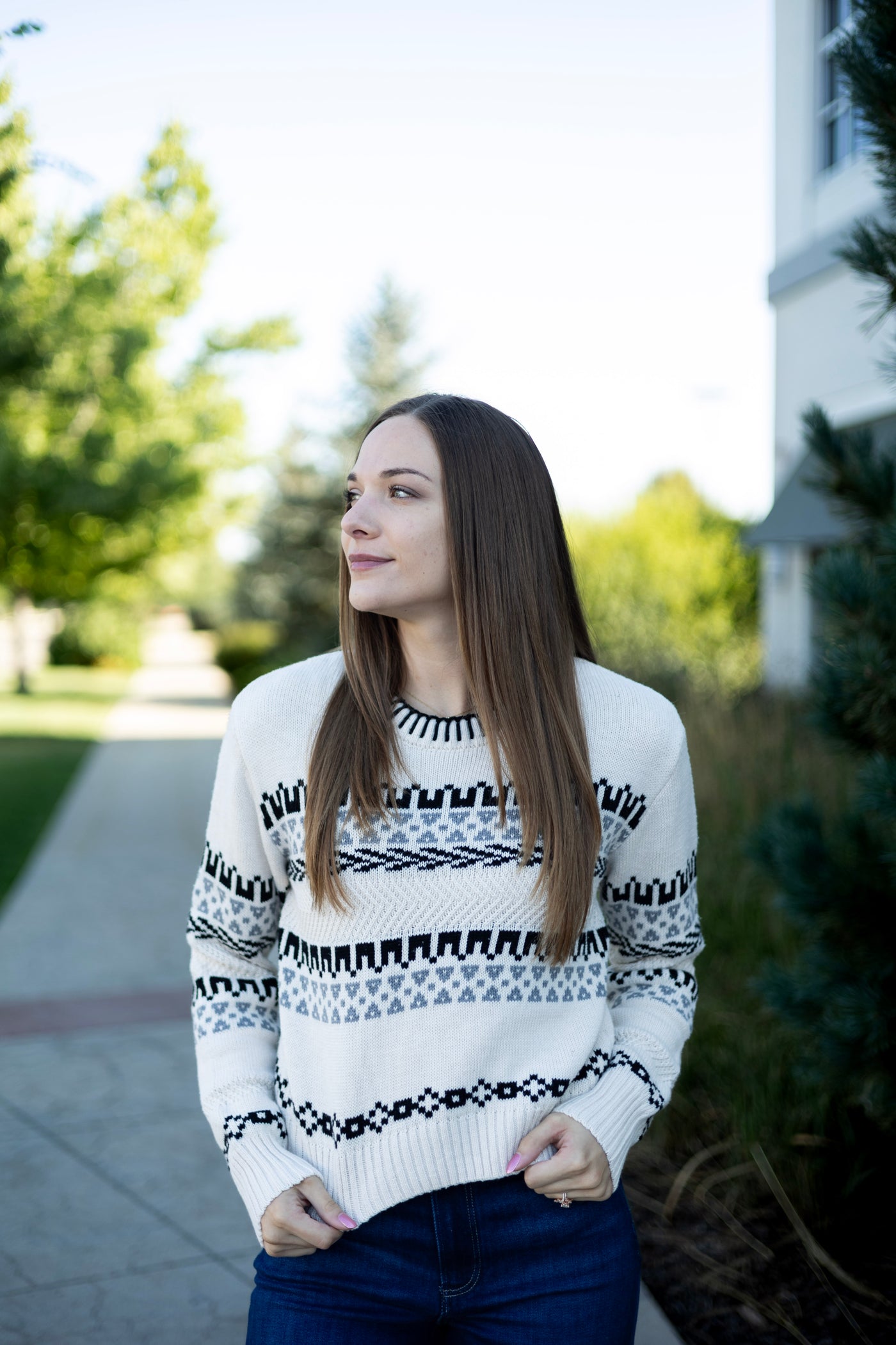 Aztec print women's sweater