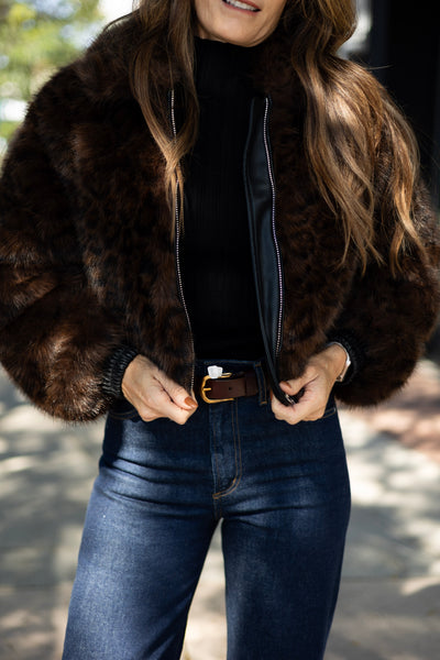 Cheetah print faux fur coat