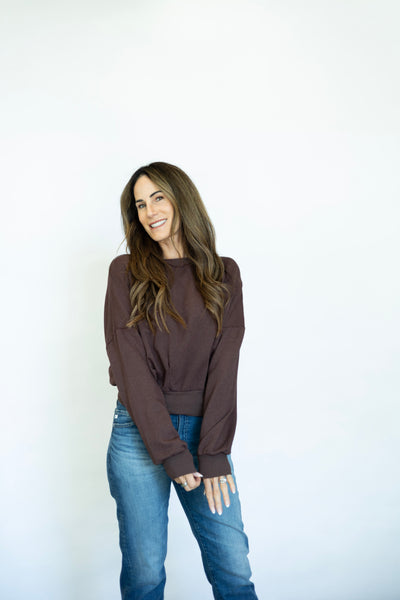 Evie Pleated Crew Sweatshirt