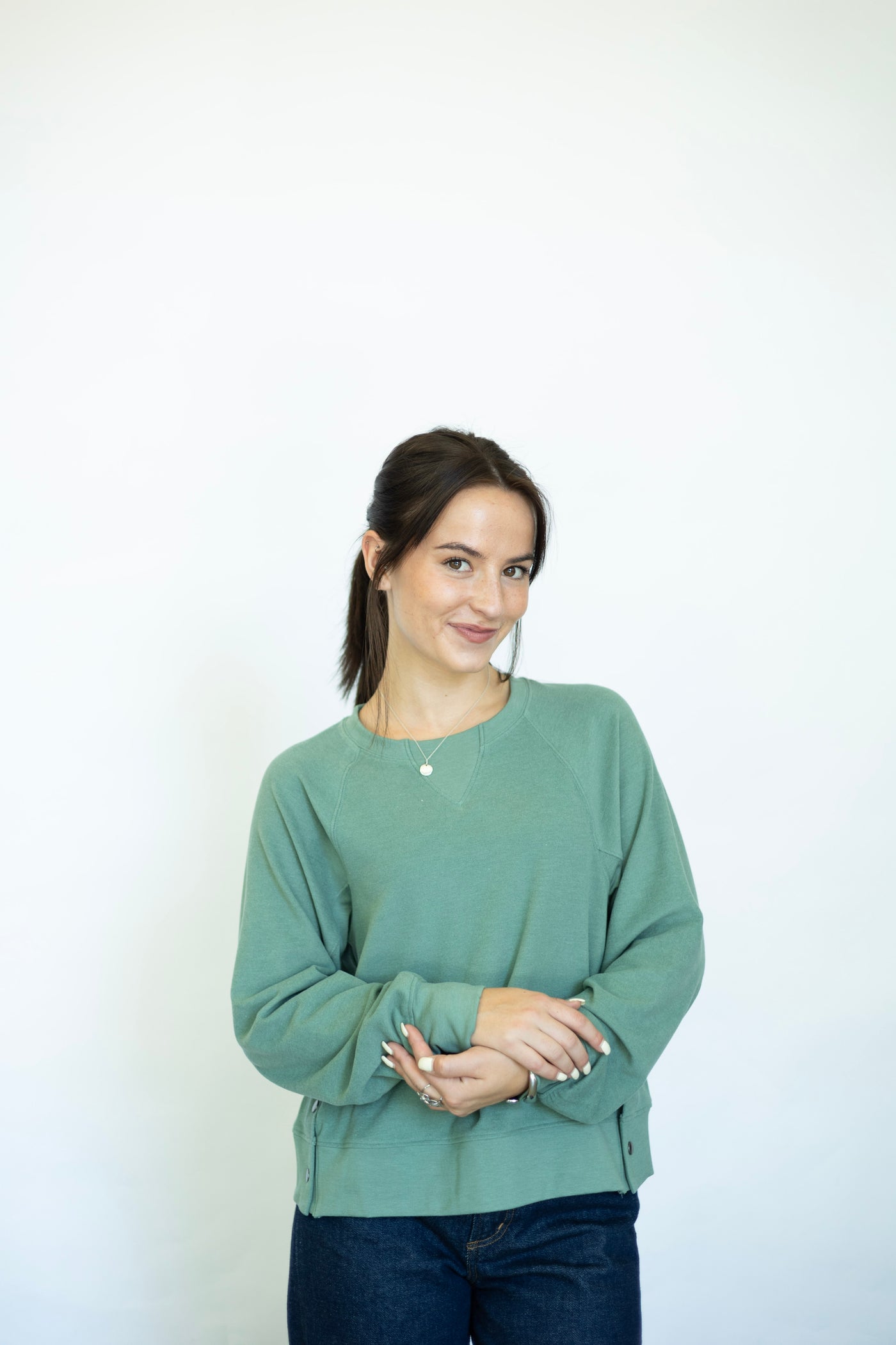 Raglan Duet Pullover With Side Snaps