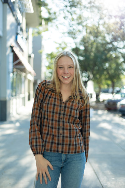 Button Down Plaid Top