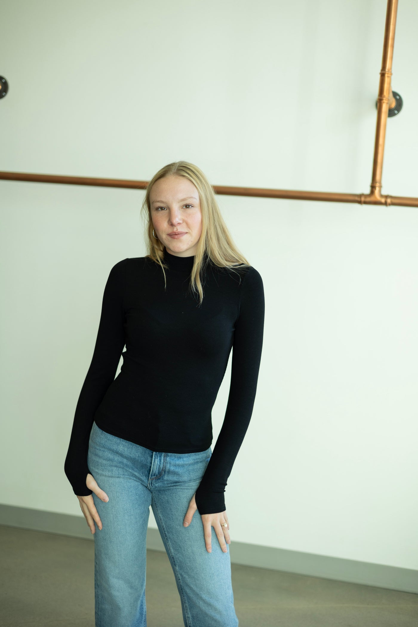 Ronan Mock Neck Top W/ Thumbhole