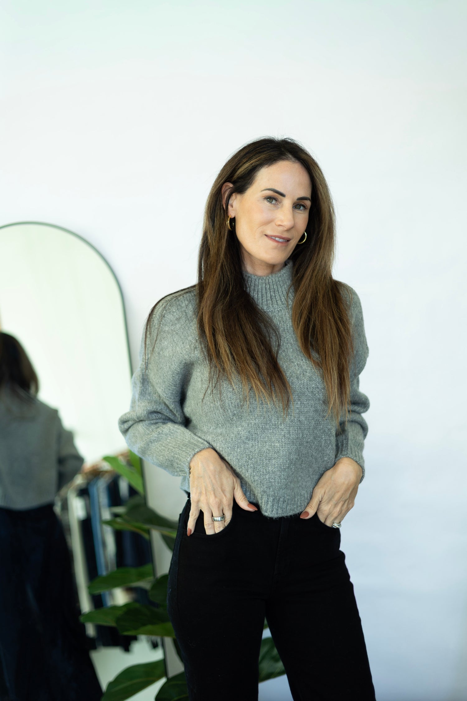 Gray mock neck sweater