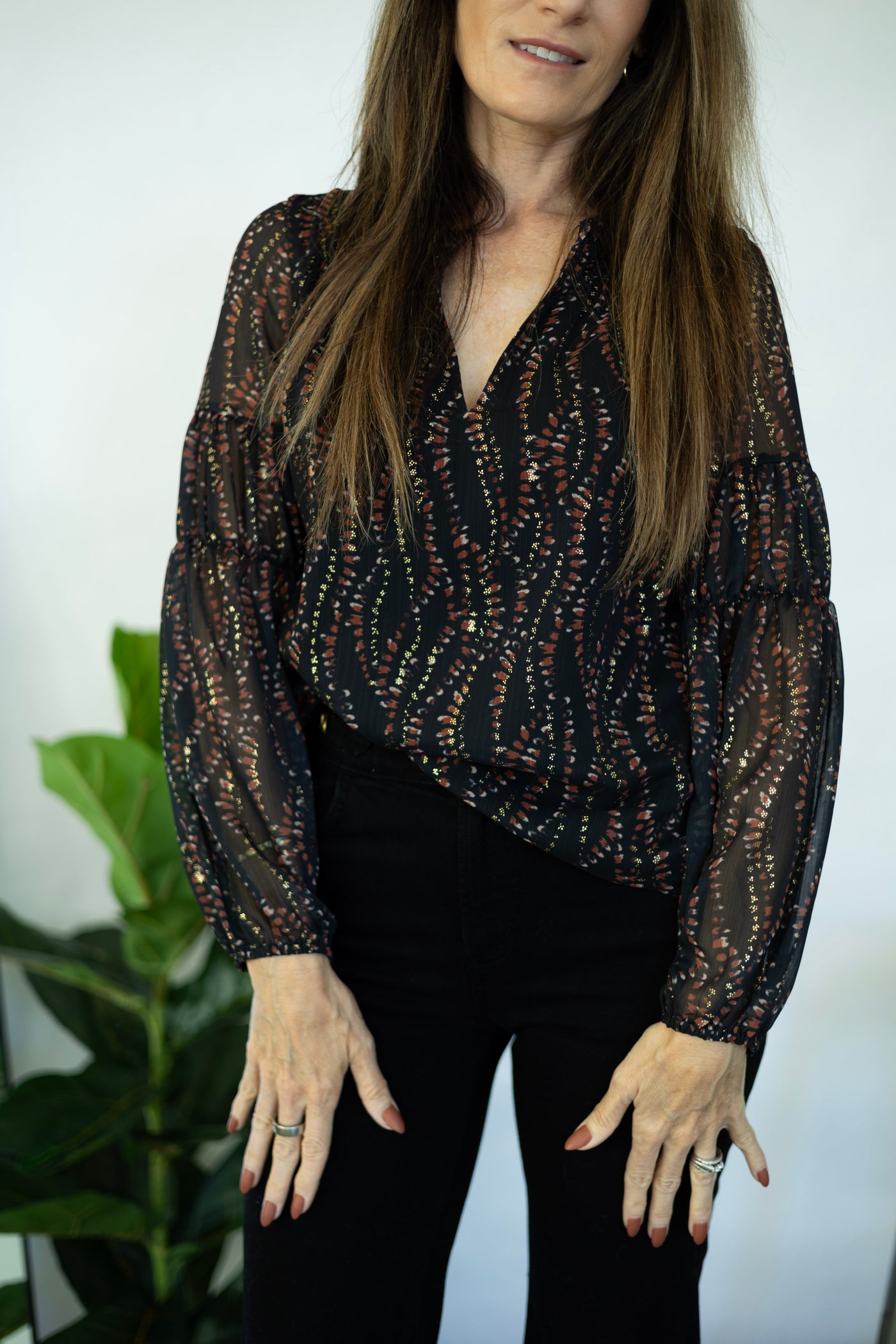 Foil Print Fem Blouse