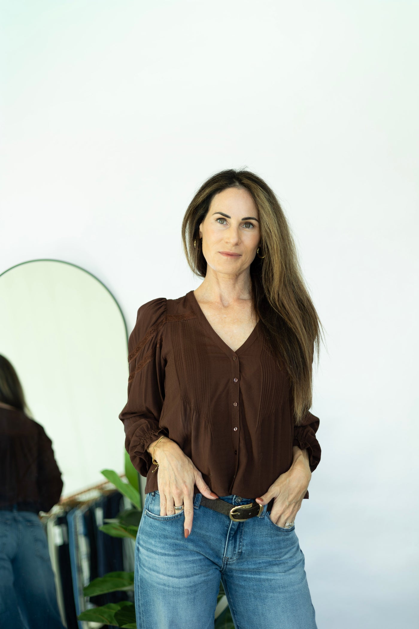 Brown textured blouse