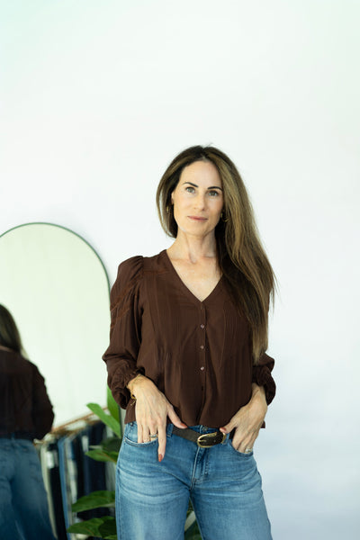 Brown textured blouse