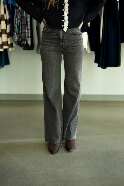 Long, wide leg, black jeans for women