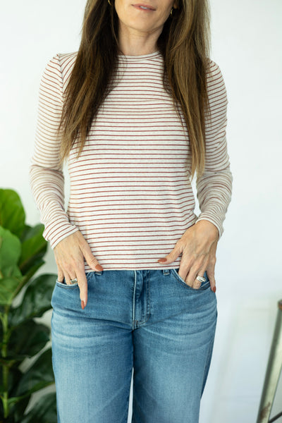 Long Sleeve Directional Inset Stripe Tee