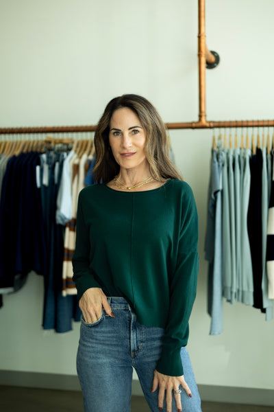 Lightweight, dark green sweater