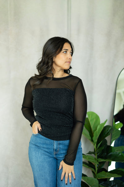 Sparkle Mesh Crew Tee