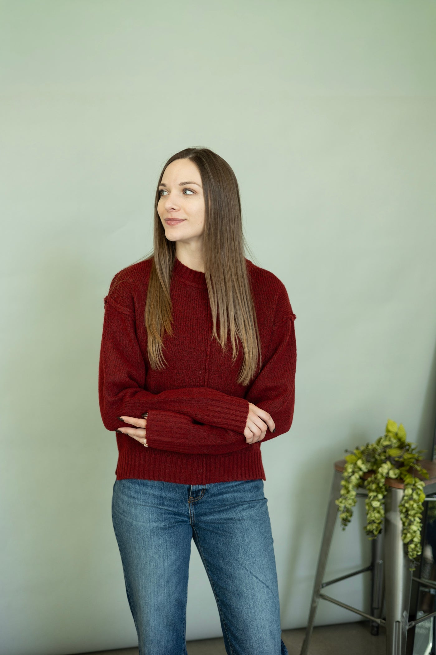 Classic red sweater for women