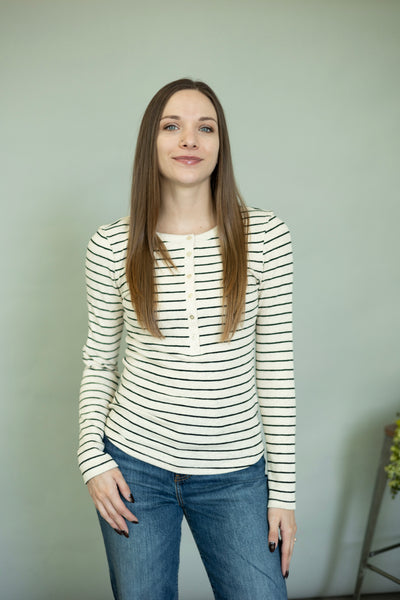 Striped long sleeve shirt for women