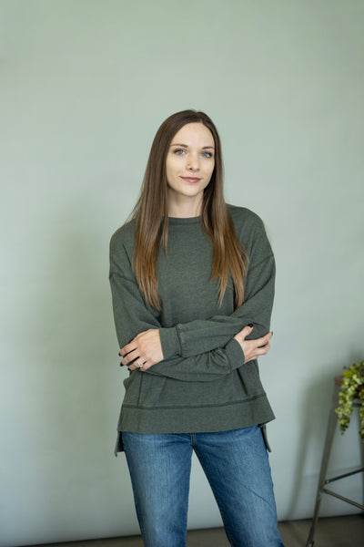 Cozy green long sleeve shirt for women
