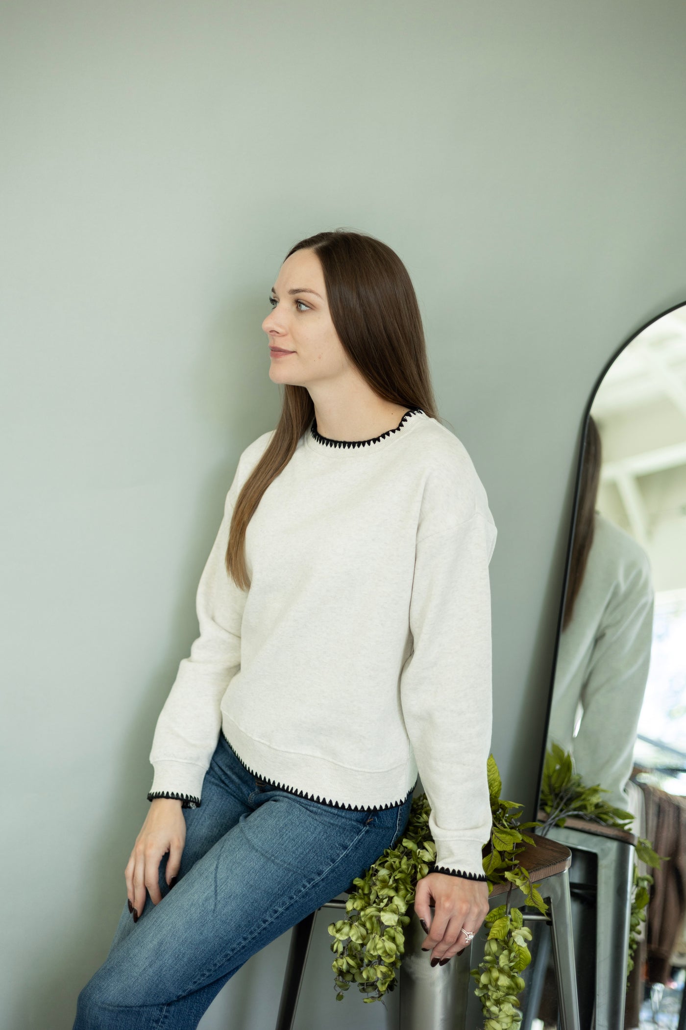 Elevated crew neck sweater for women