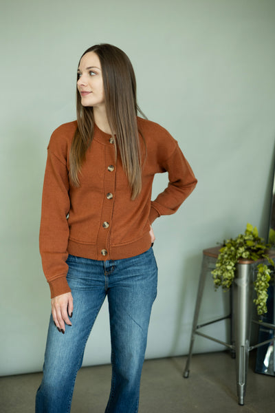 Orange cardigan sweater