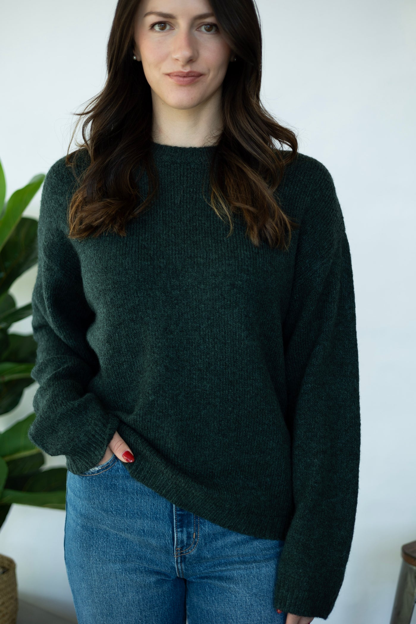 Oversized green sweater for women