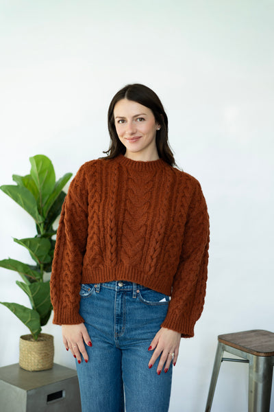 Rust color cable knit sweater