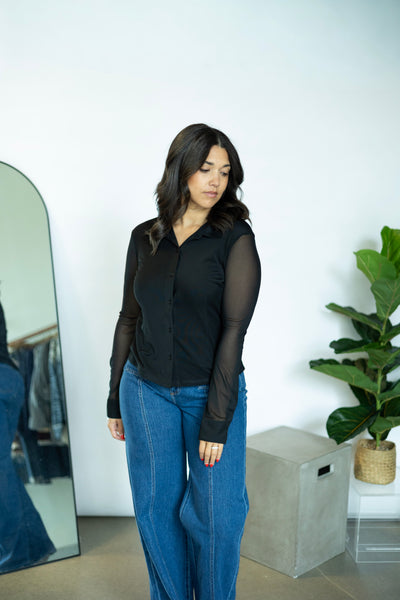 Fitted Mesh Button Down