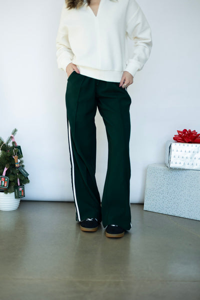 Dark green track pants for women