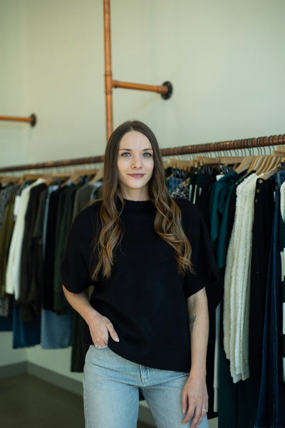 Short sleeve, black sweater