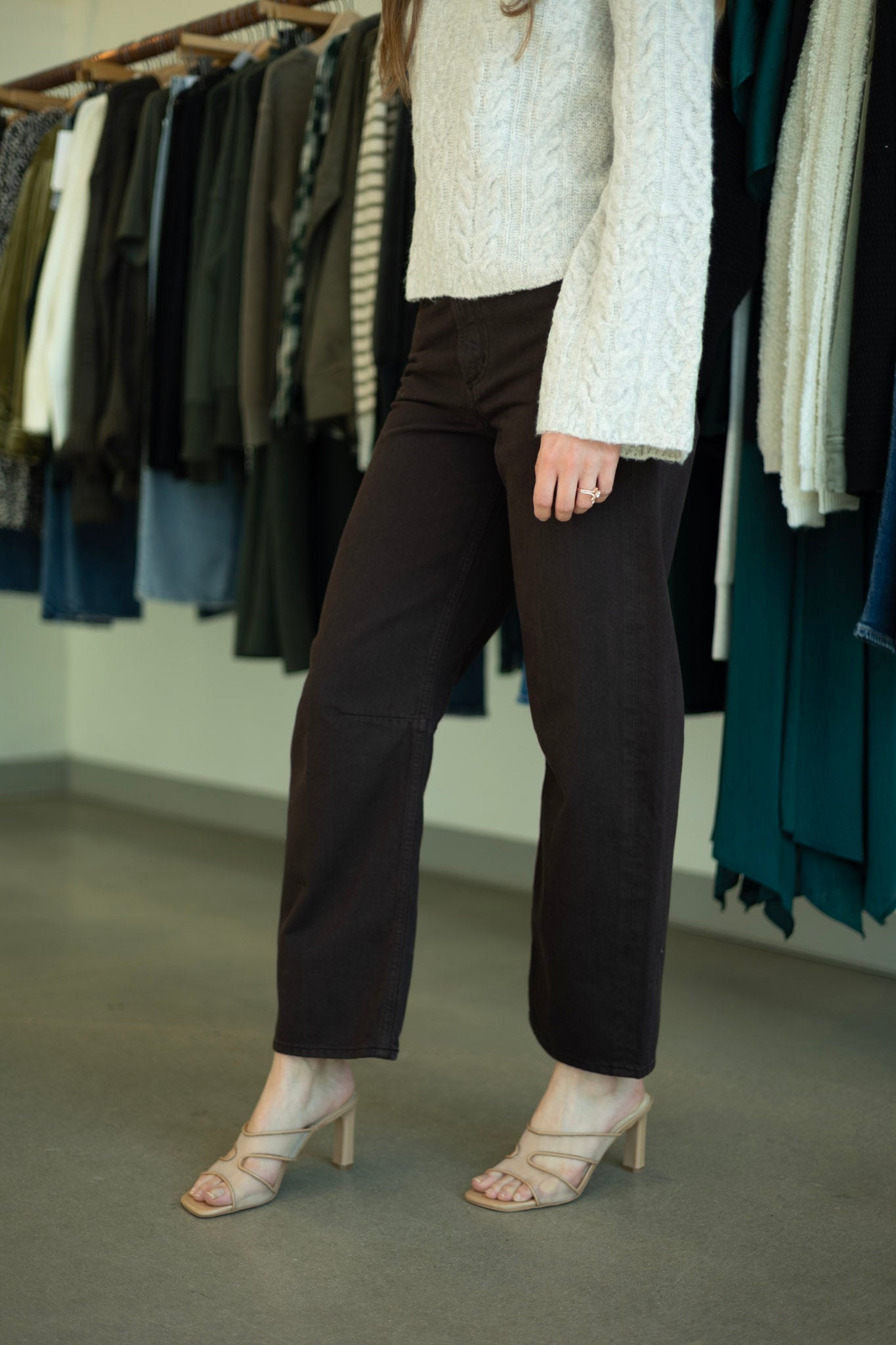 Brown barrel leg jean