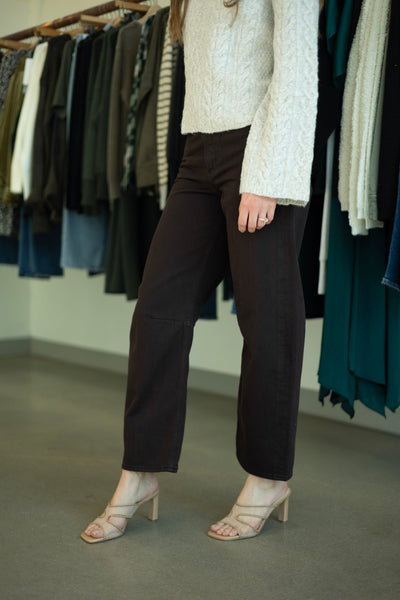 Brown barrel leg jean