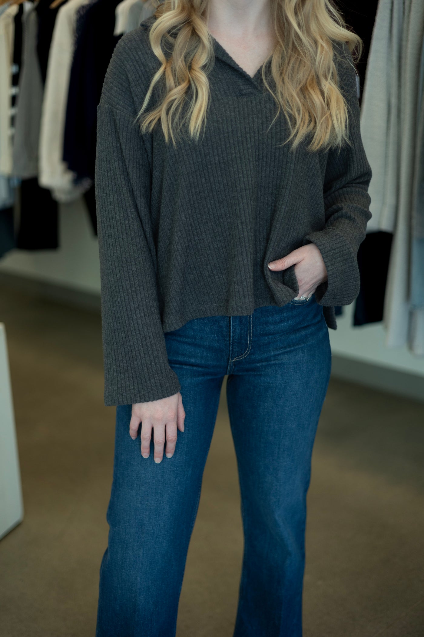 Cozy, ribbed, casual long sleeve 
