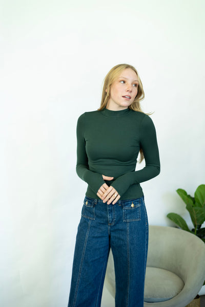 Green mock neck long sleeve