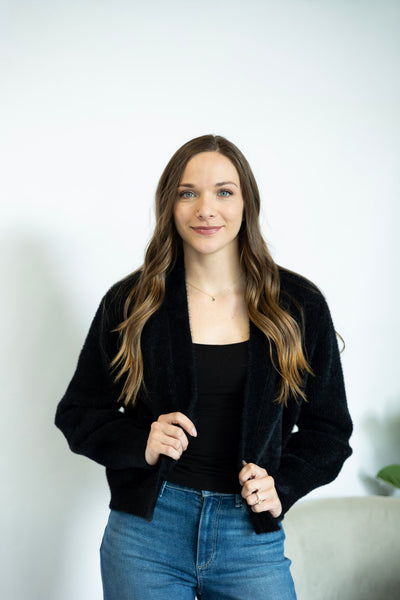 Black eyelash cardigan