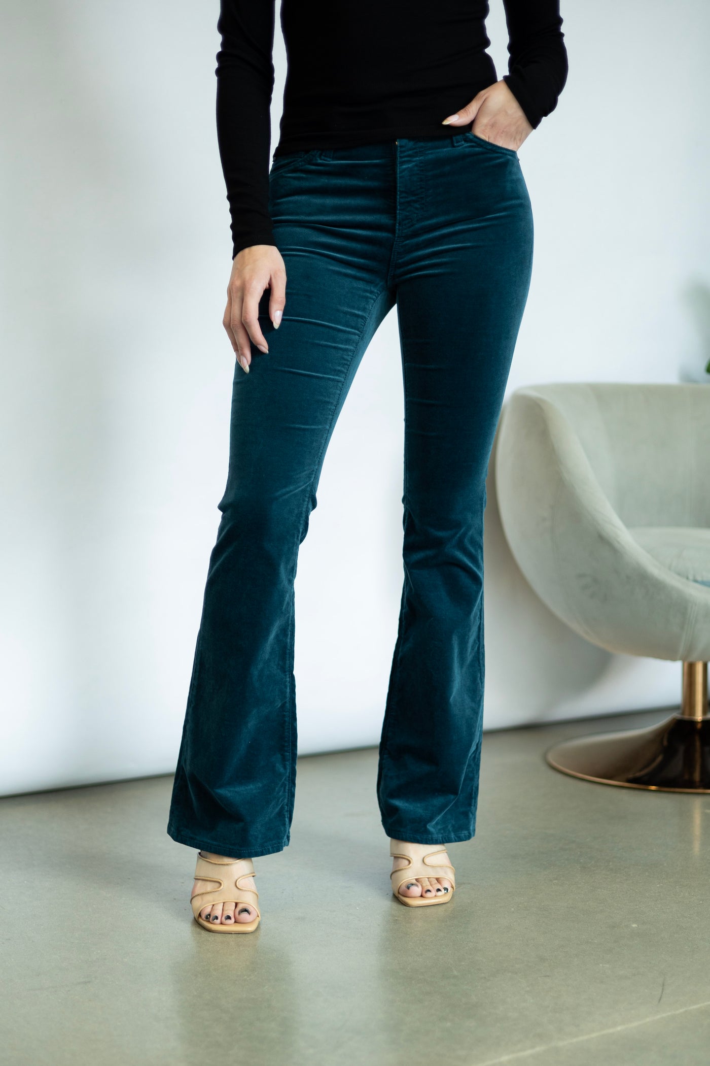 Blue, Velvet, boot cut jeans