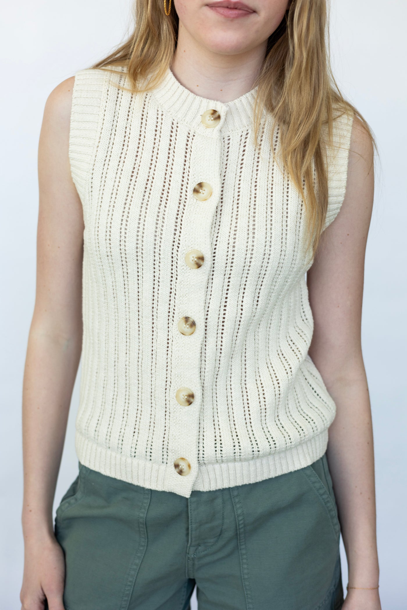 Knitted button down tank