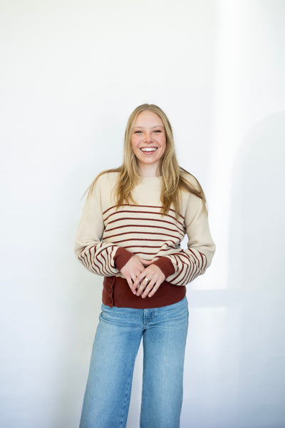 Buttoned Bottom Stripe Sweater