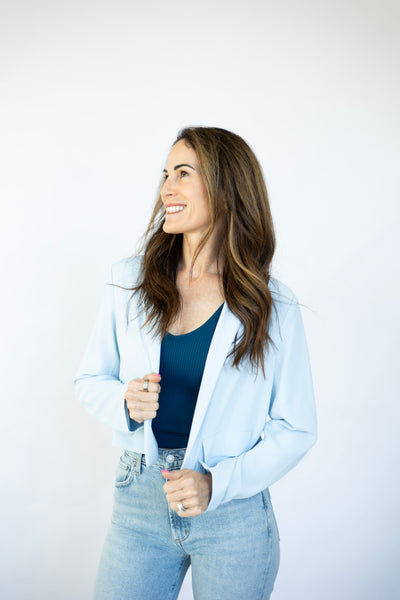 Baby blue cropped blazer