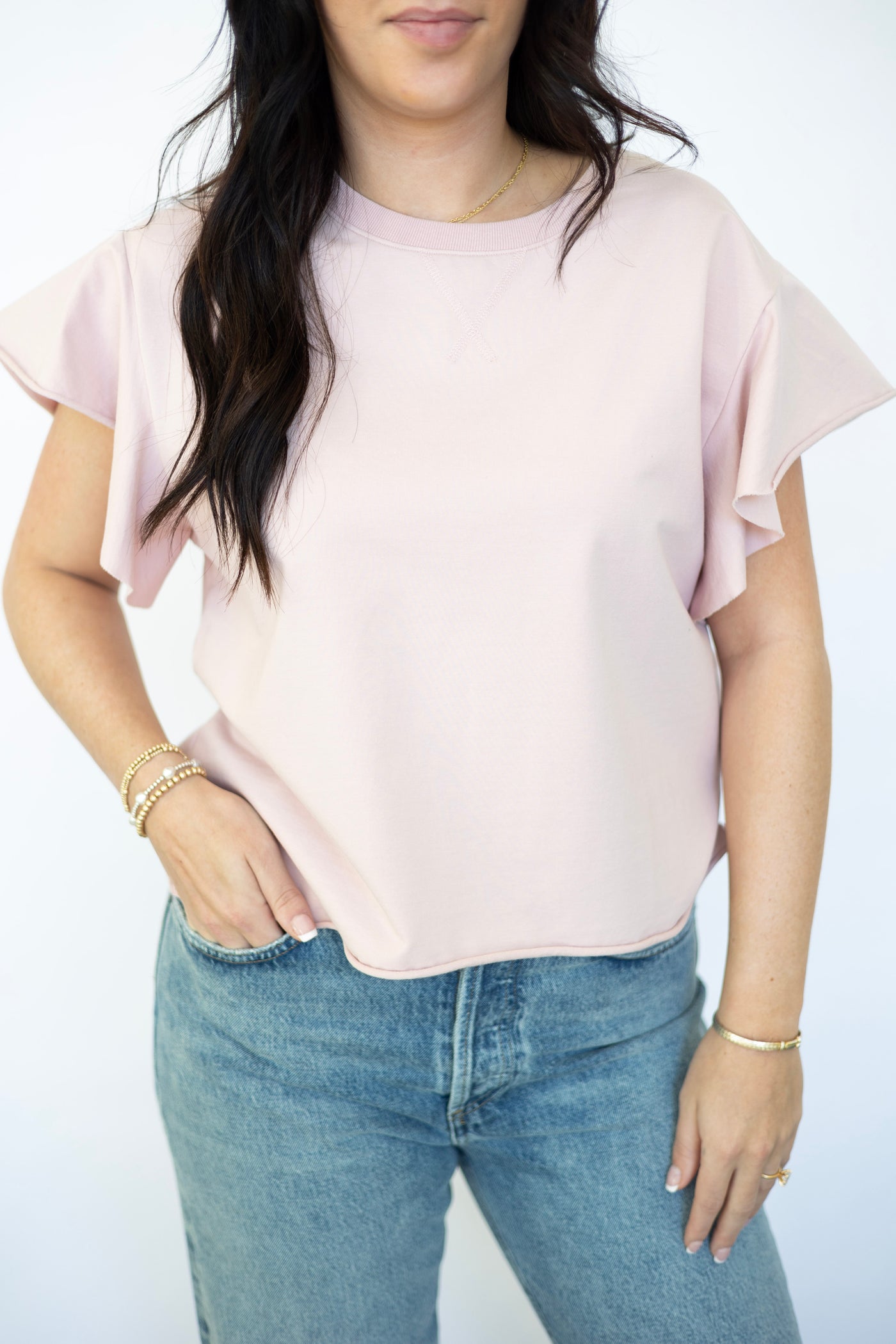 Feminine pink shirt for spring