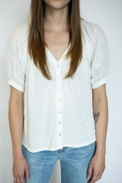 Short sleeve basic button down for women