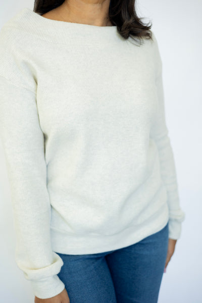 Long Sleeve Unbalanced Off-Shoulder Top