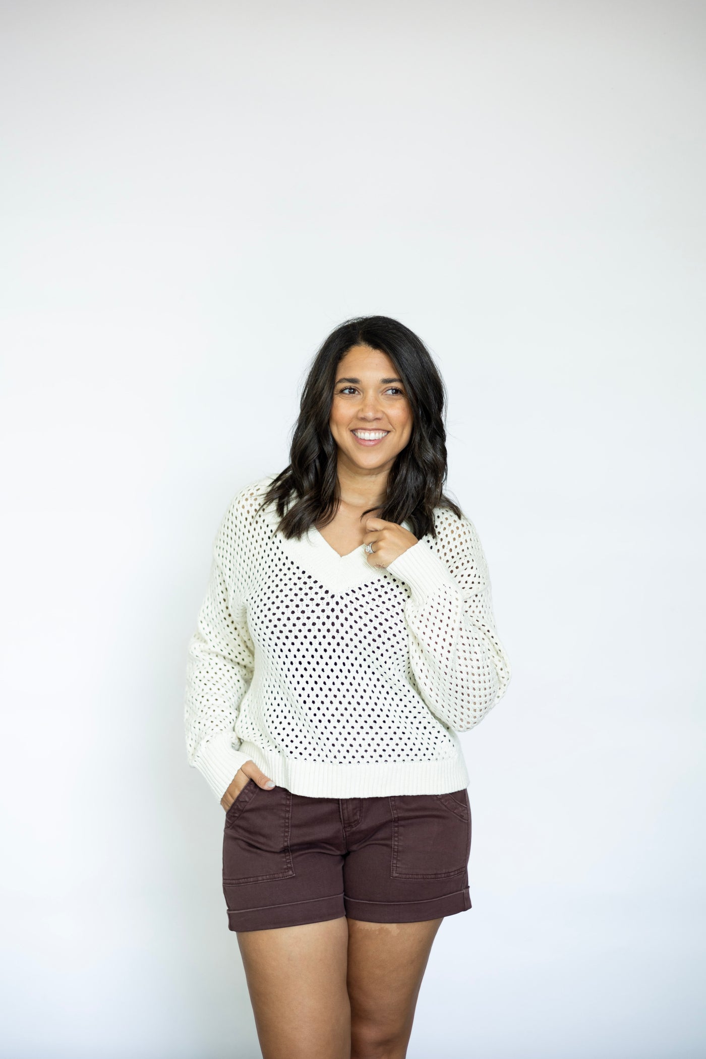 Women's open knit sweater