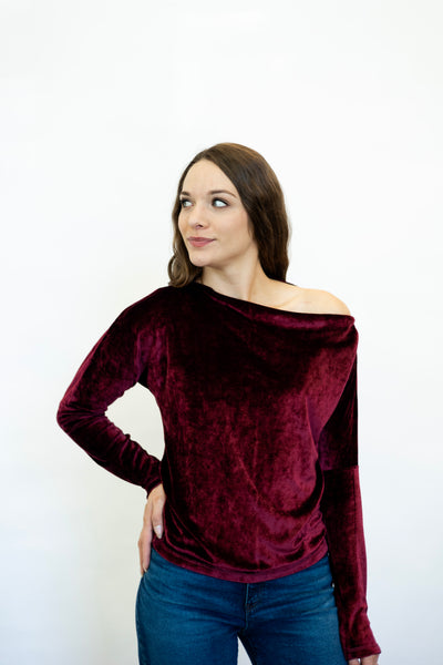 Slouch Shoulder Velvet Top