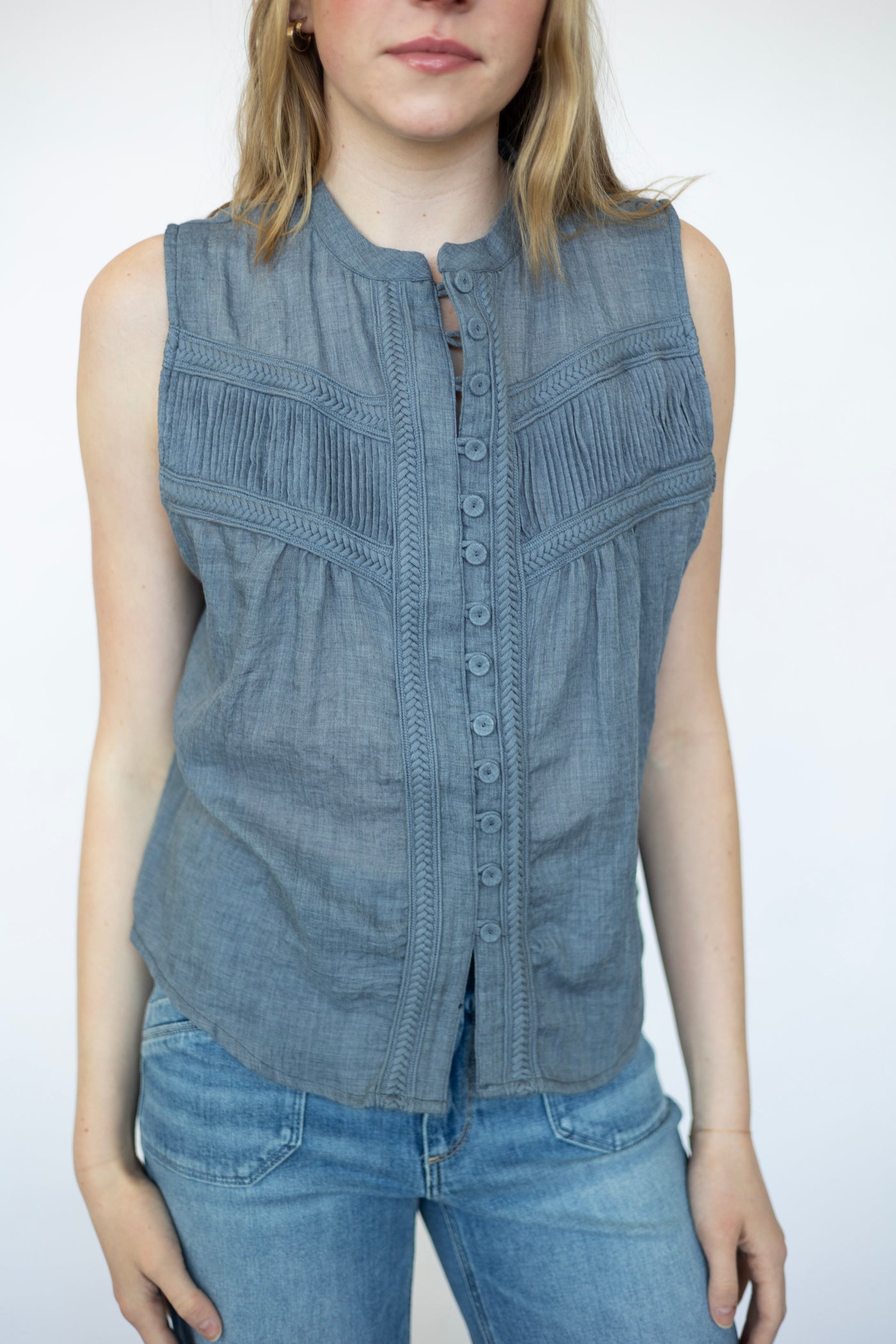 Women's denim button down tank