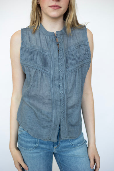 Women's denim button down tank
