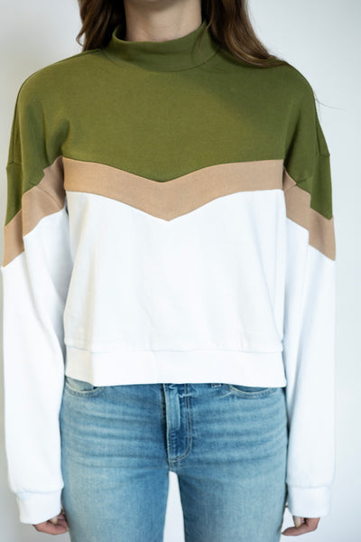 Color Blocked Cotton Fleece Liz Pullover