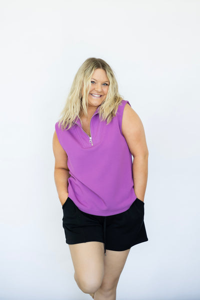 Purple sleeveless sweatshirt