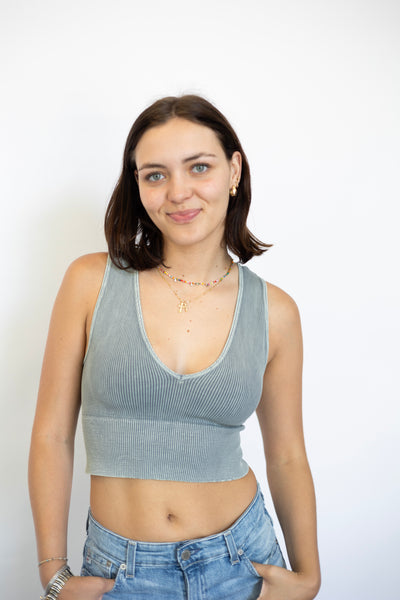 Vintage Plunge V-Neck Crop