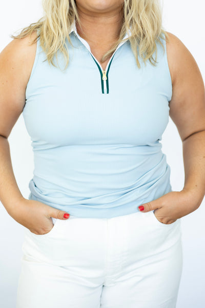 Baby blue collared sports tank