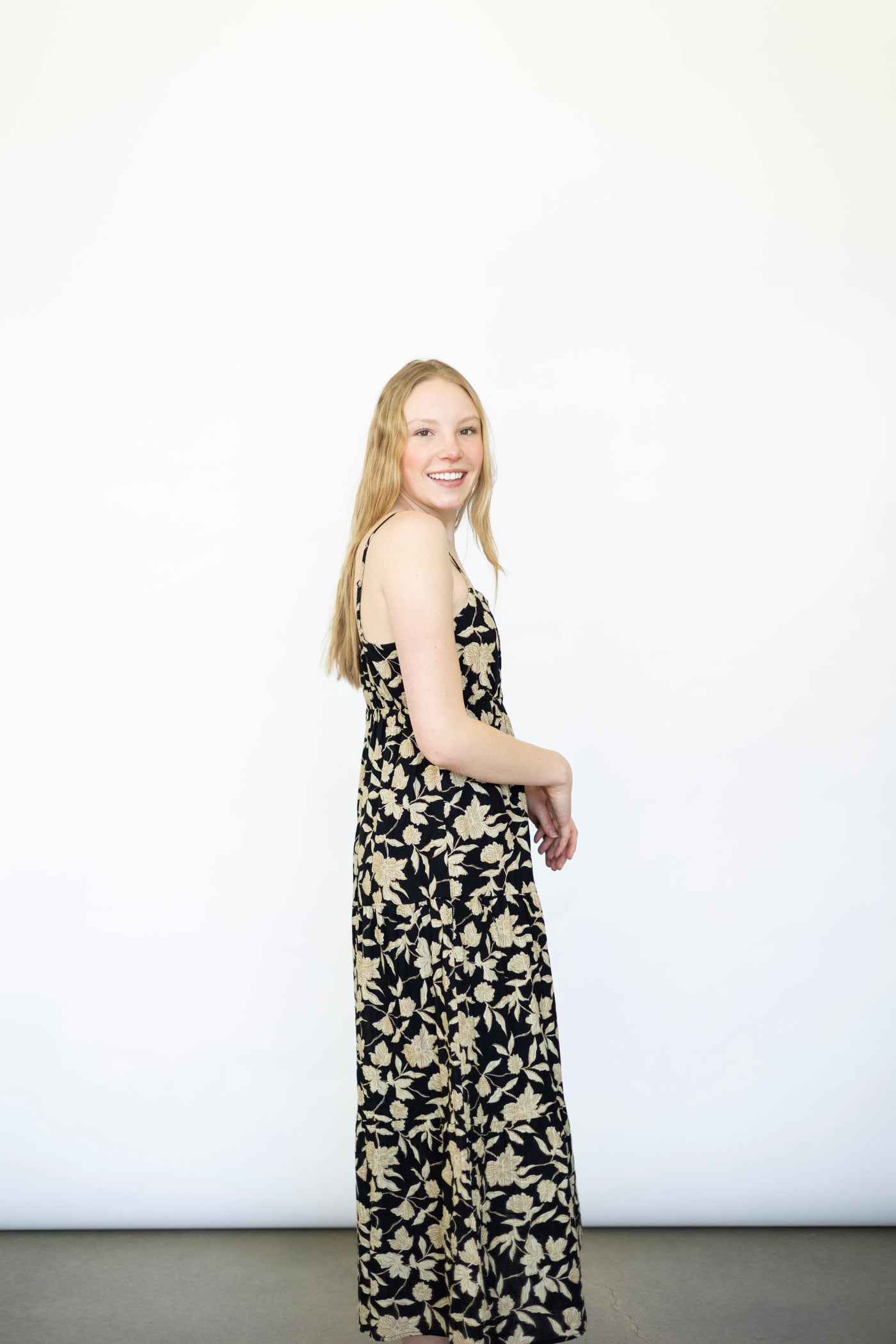 Spring floral midi dress