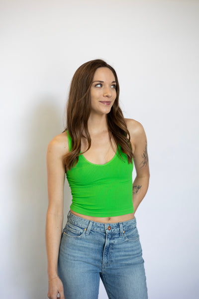 V-Neck Ribbed Crop Top