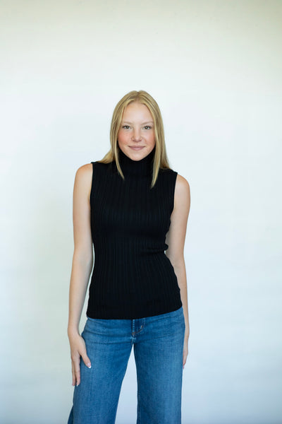 High neck black tank