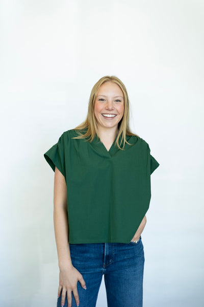 Green button down blouse