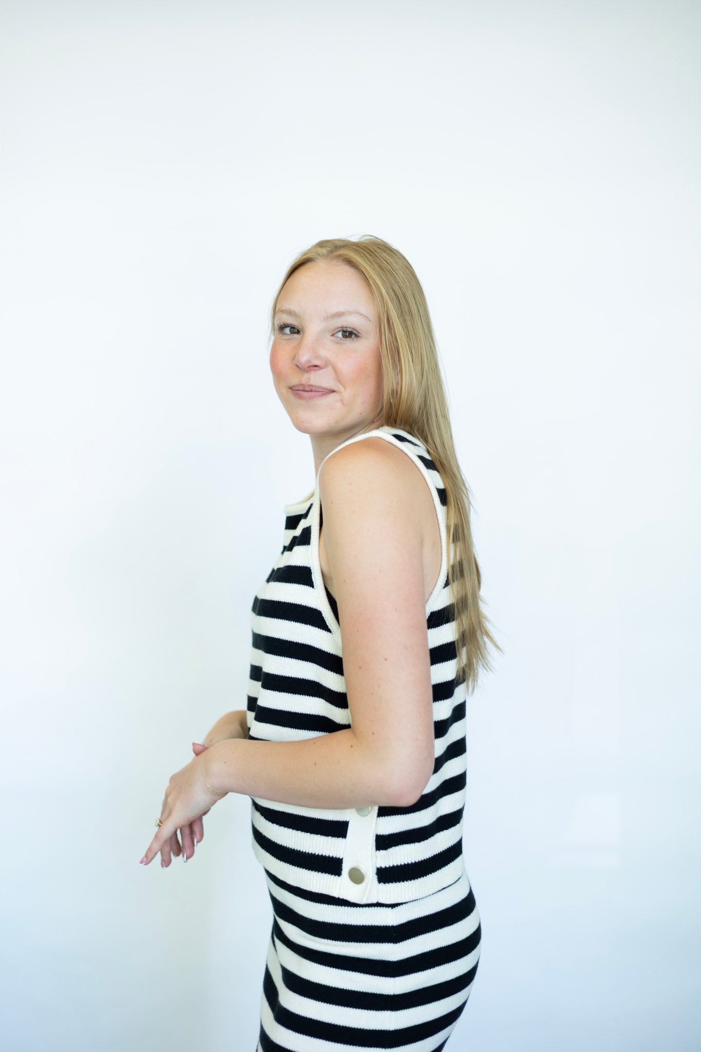 Striped knitted skirt set